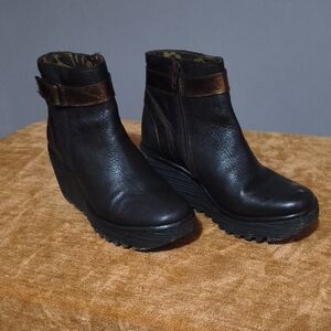 Fly London Brown Wedge Ankle Boots